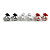 Tiny Black/ White/ Red Enamel Diamante Sweet 'Cherry' Stud Earring Set In Silver Tone Metal - 10mm D