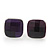 Deep Purple Square Glass Stud Earrings In Silver Plating - 10mm Diameter