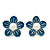 Sky Blue Enamel Faux Pearl 'Daisy' Stud Earrings In Silver Plating - 3cm Diameter