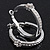 Medium Austrian Crystal With Flower Hoop Earrings In Rhodium Plating - 3.5cm D