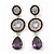 Purple Swarovski Crystal and CZ Teardrop Chandelier Earrings In Rhodium Plating - 60mm Length