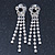 Prom Clear Crystal Daisy With Tassel Dangle Earrings In Rhodium Plating - 60mm Length