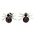 Small Deep Purple/ Black Crystal 'Spider' Stud Earrings In Silver Plating - 12mm Across