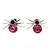 Small Fuchsia/ Black Crystal 'Spider' Stud Earrings In Silver Plating - 12mm Across