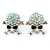 AB Crystal 'Skull & Crossbones' Stud Earrings In Rhodium Plating - 20mm Length