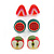 Children's/ Teen's / Kid's Fimo Red Strawberry, Green/Red Watermelon & Red/Green Apple Fruit Stud Earrings Set - 10mm Across
