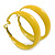Wide Medium Yellow Enamel Hoop Earrings - 40mm Diameter