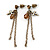 Vintage Inspired Chain, Cross, Bead Drop Earrings In Bronze Tone - 50mm Length
