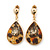 Animal Print, Crystal Teardrop Earrings In Gold Plating - 45mm Length