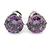 Amethyst CZ Round Cut Stud Earrings In Rhodium Plating - 8mm