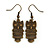 Bronze Tone Owl Drop Earrings - 40mm L