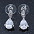 Bridal/ Wedding/ Prom Clear CZ Teardrop Earrings In Rhodium Plating - 20mm L