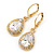 Clear CZ Drop Earrings With Leverback Closure In Gold Plating - 33mm L