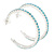 Large Light Blue Austrian Crystal Hoop Earrings In Rhodium Plating - 6cm D
