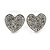 Small Silver Tone Clear Crystal Heart Stud Earrings - 13mm