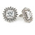 Stunning Clear CZ Square Stud Earrings In Rhodium Plating - 20mm L