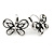 Vintage Inspired Crystal Open Butterfly Drop Earrings In Aged Silver Tone Leverback Closure - 20mm L