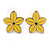 Yellow Enamel Daisy Floral Stud Earrings In Gold Tone Metal - 20mm D