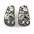 Marcasite C Shape Crystal Clip On Earrings In Aged Silver Tone - 27mm Tall