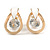Teardrop with Clear Crystal with Black Enamel Detailing Stud Earrings In Gold Tone - 30mm L