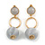 Metallic Grey Silk Cord Ball Drop Earrings In Gold Tone Metal - 60mm Long