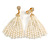 Stunning Faux Glass Pearl Tassel Clear Crystal Dangle Clip On Earrings In Gold Plated Finish - 65mm Long