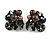 Striking Crystal Faux Pearl Floral Clip On Earrings In Gun Metal Finish - 28mm Diameter