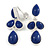 Stylish Blue Ink Acrylic Bead Drop Clip On Earrings In Silver Plated Finish - 38mm Tall