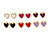 6 Pairs Enamel Multicoloured Heart Stud Earring Set In Gold Tone Metal - 10mm Tall