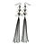 Long Hematite Crystal Chain Tassel Drop Earrings In Black Tone Metal - 13cm Long