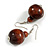 Brown Wood Bead Drop Earrings - 50mm Long