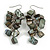 Dark Grey/ Black Shell Composite Cluster Dangle Earrings in Silver Tone - 70mm L