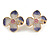 23mm Gold Tone Enamel Flower Clip On Earrings in Purple/ Pink/ White