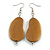 Lucky Beans Brown Bronze Painted Wooden Drop Earrings - 65mm Long