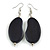 Lucky Beans Dark Blue Painted Wooden Drop Earrings - 65mm Long