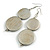 Long Metallic Silver Painted Double Round Wood Bead Drop Earrings - 8cm L