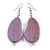 Lucky Beans Lilac Purple Painted Wooden Drop Earrings - 65mm Long