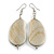 Lucky Beans Metallic Silver Painted Wooden Drop Earrings - 65mm Long