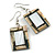 50mm L/Silvery/Beige/Brown/Black Rectangular Shape Sea Shell Earrings/Handmade/Slight Variation In Colour/Natural Irregularities