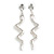 75mm Long Clear Crystal Snake Drop Earrings in Silver Tone