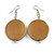 30mm Gold Bronze Painted Wood Coin Drop Earrings - 60mm L