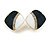Dark Blue/ White Enamel Crystal Square Clip On Earrings In Gold Plating - 20mm