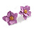 Matte Lavender Purple Layered Daisy Flower Stud Earrings in Gold Tone - 25mm Across
