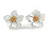 Matte White Layered Daisy Flower Stud Earrings in Gold Tone - 25mm Across