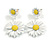 Matt White/Yellow Daisy Flower Drop Earrings - 40mm L