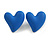 Blue Acrylic Heart Stud Earrings (one-sided design) - 25mm Tall