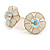 15mm D/ Cream Enamel Flower Stud Earrings in Gold Tone