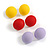 Red/Yellow/Lavender Matte Button Shaped Acrylic Stud Earrings - Set Of 3 Pairs