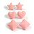 Star/Heart/Diamond Shaped Light Pink Matte Acrylic Stud Earrings - Set Of 3 Pairs