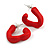 Medium Open Triangular Matte Red Acrylic Hoop Earrings - 30mm Tall